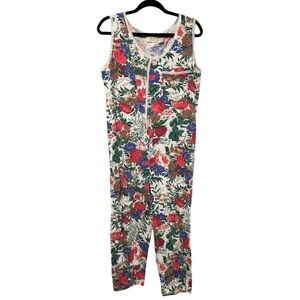 Victoria's Secret Gold Label VTG 90s Floral Lace Button Up Jumpsuit Pajama M/L